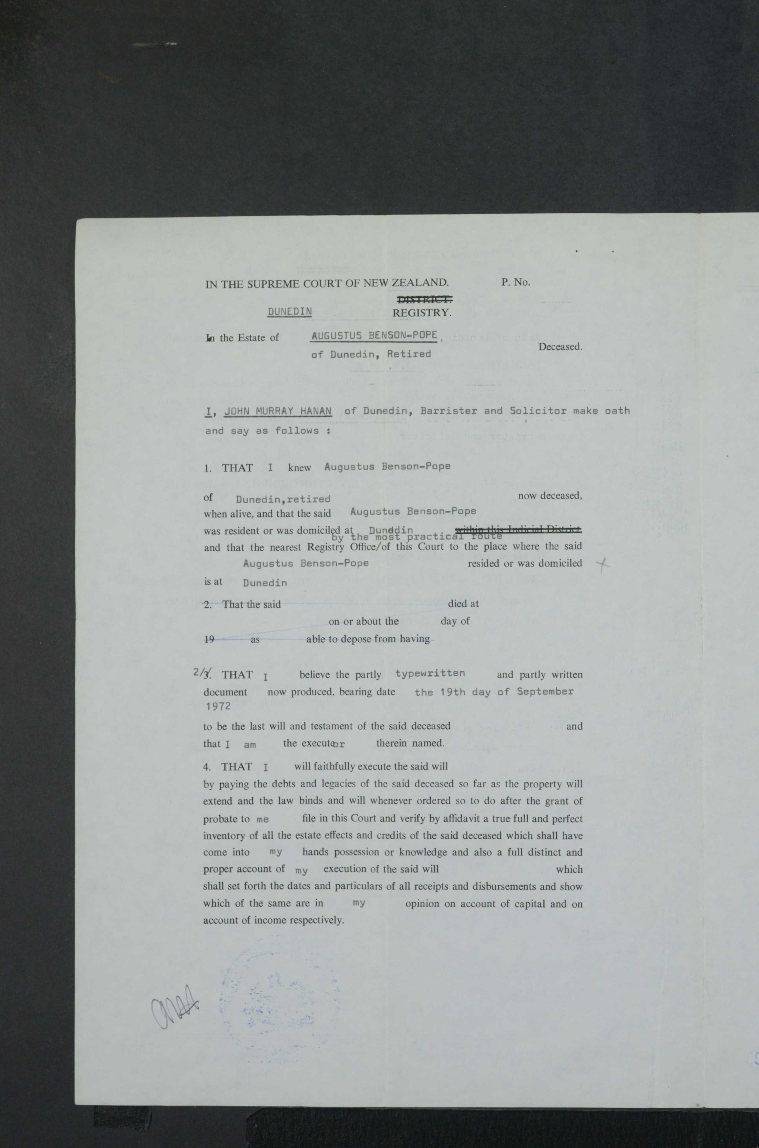 Augustus Benson-Pope’s estate papers, image 6 of 12