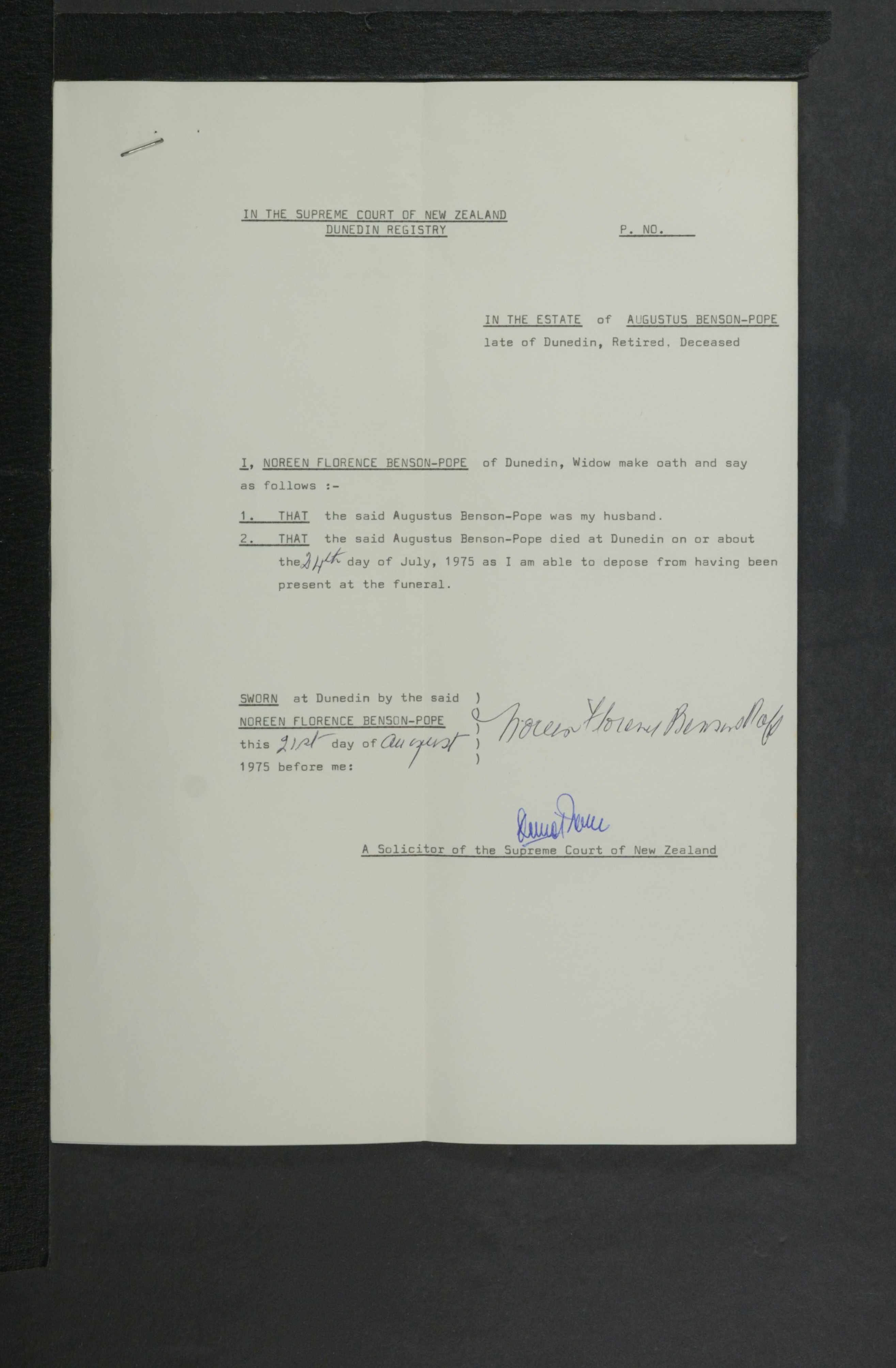 Augustus Benson-Pope’s estate papers, image 9 of 12