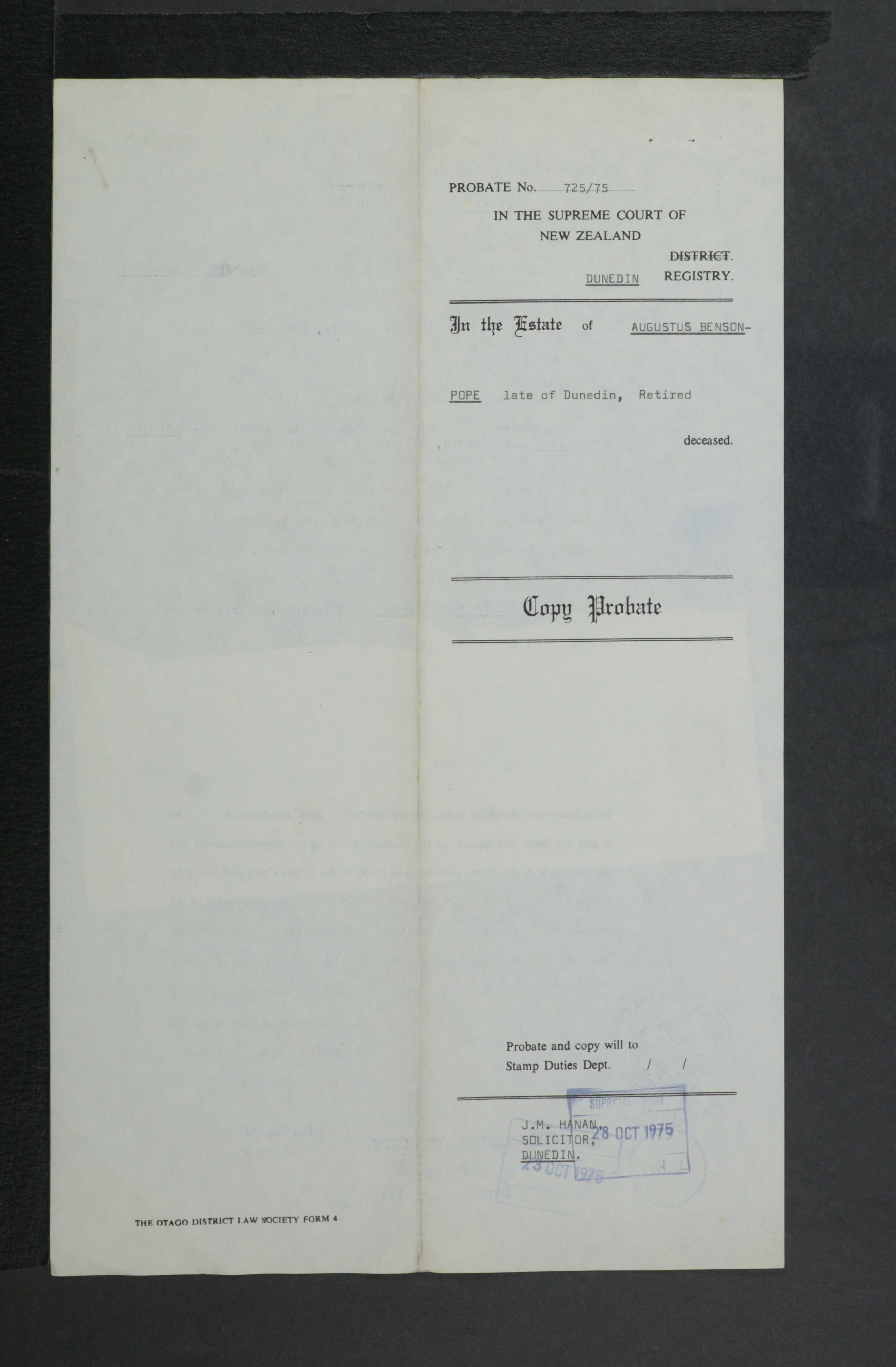 Augustus Benson-Pope’s estate papers, image 10 of 12