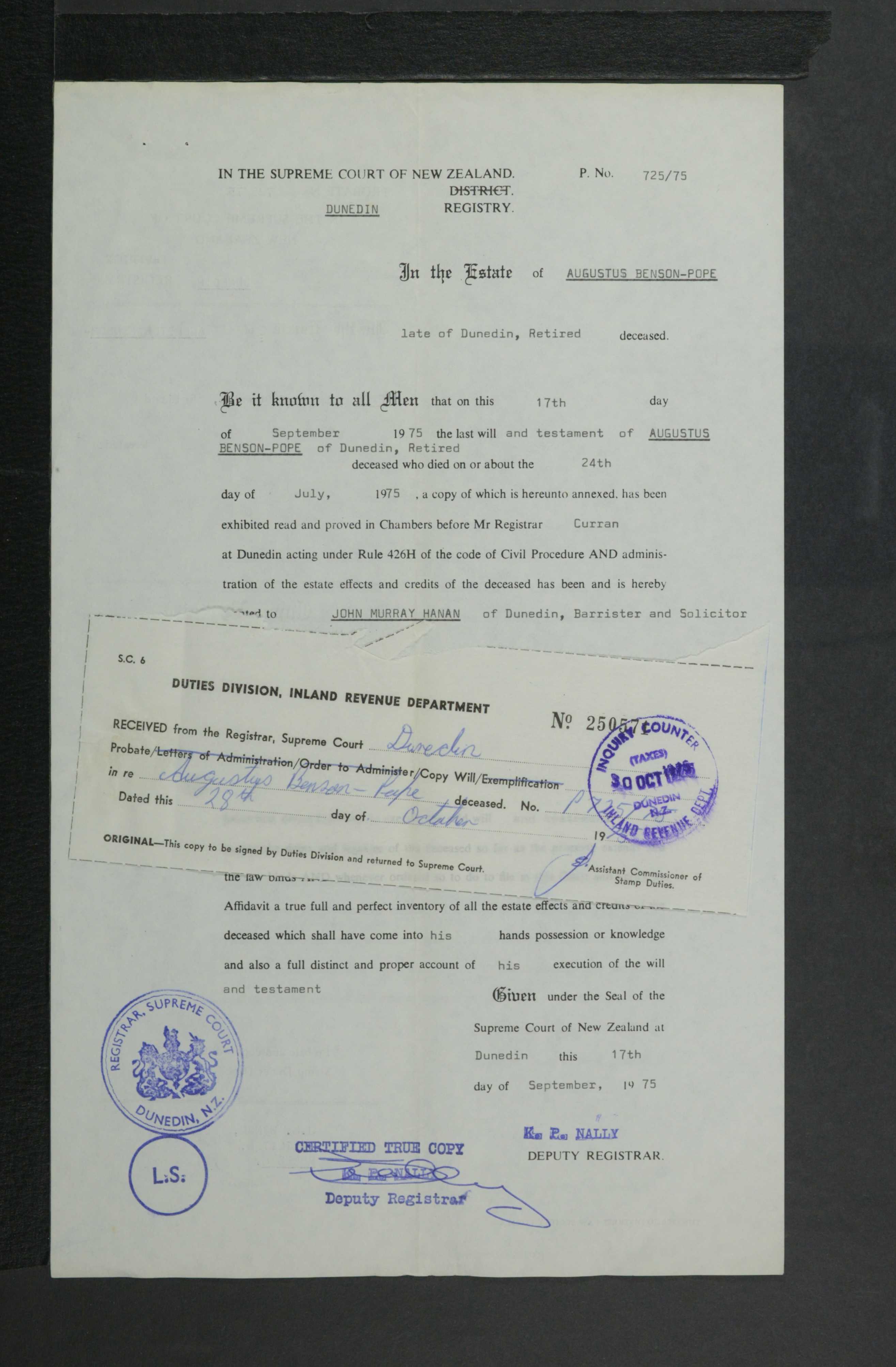 Augustus Benson-Pope’s estate papers, image 12 of 12