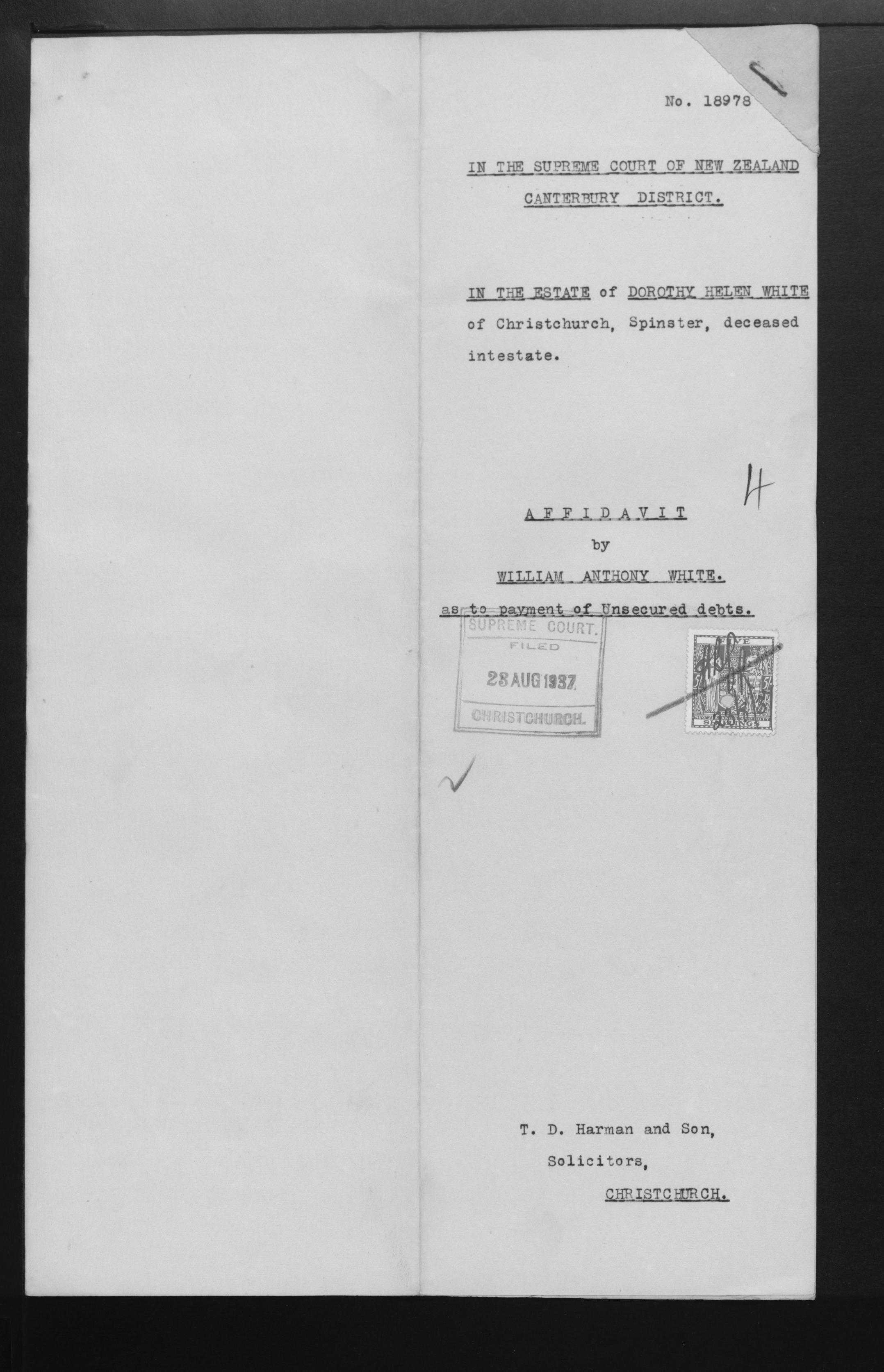 Dorothy Helen White’s estate papers, image 8 of 14