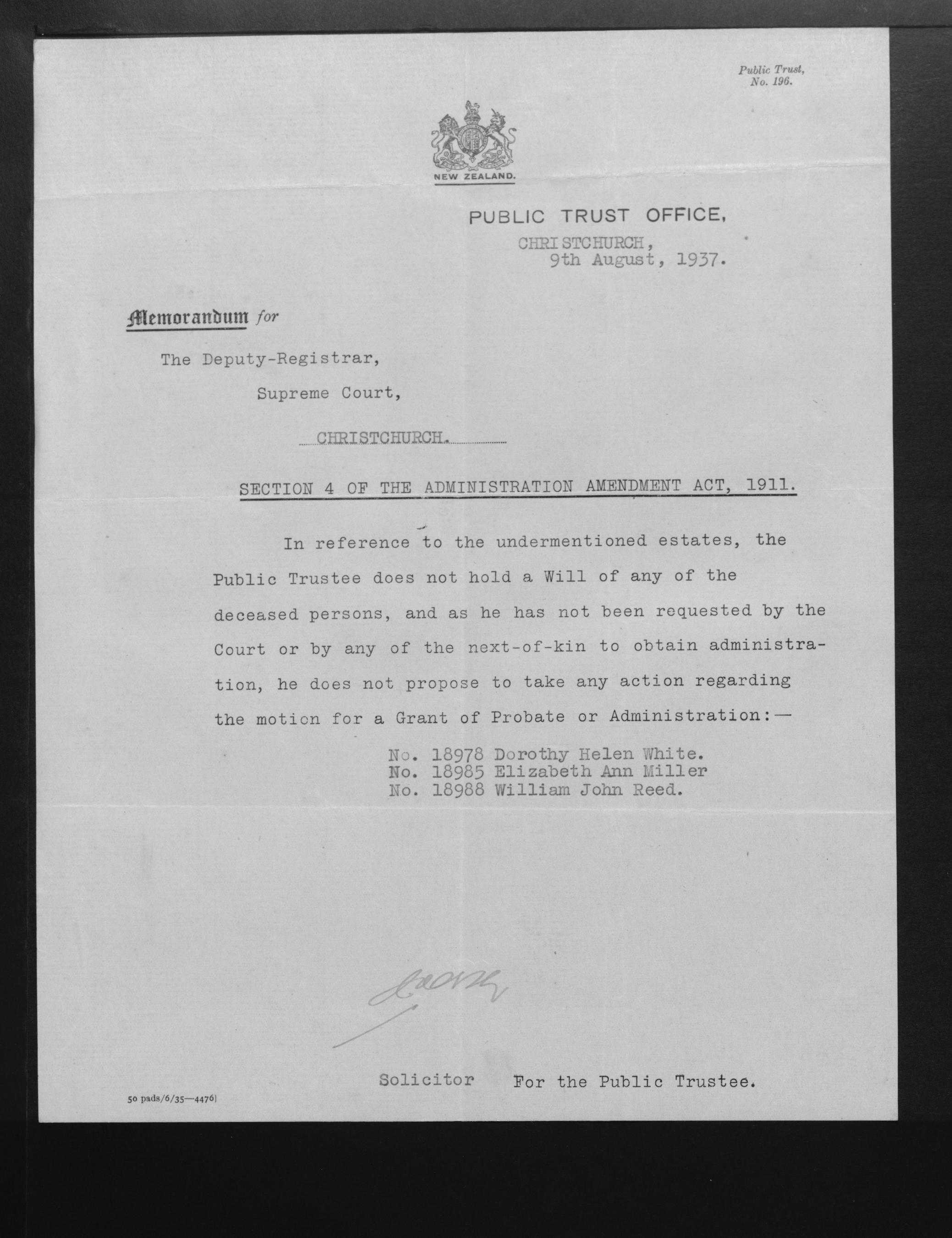 Dorothy Helen White’s estate papers, image 14 of 14