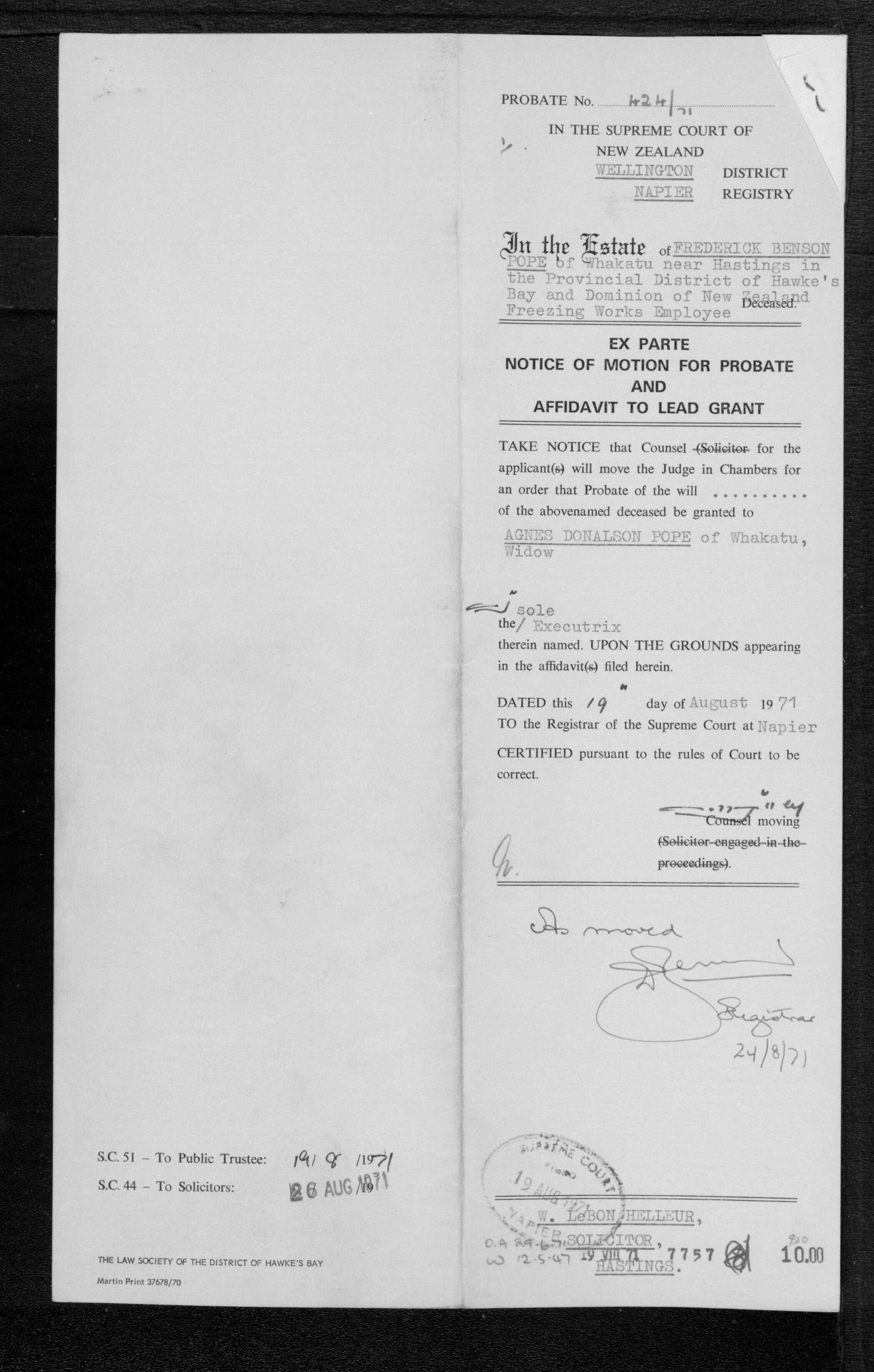 Frederick Benson Pope’s estate papers, image 4 of 8
