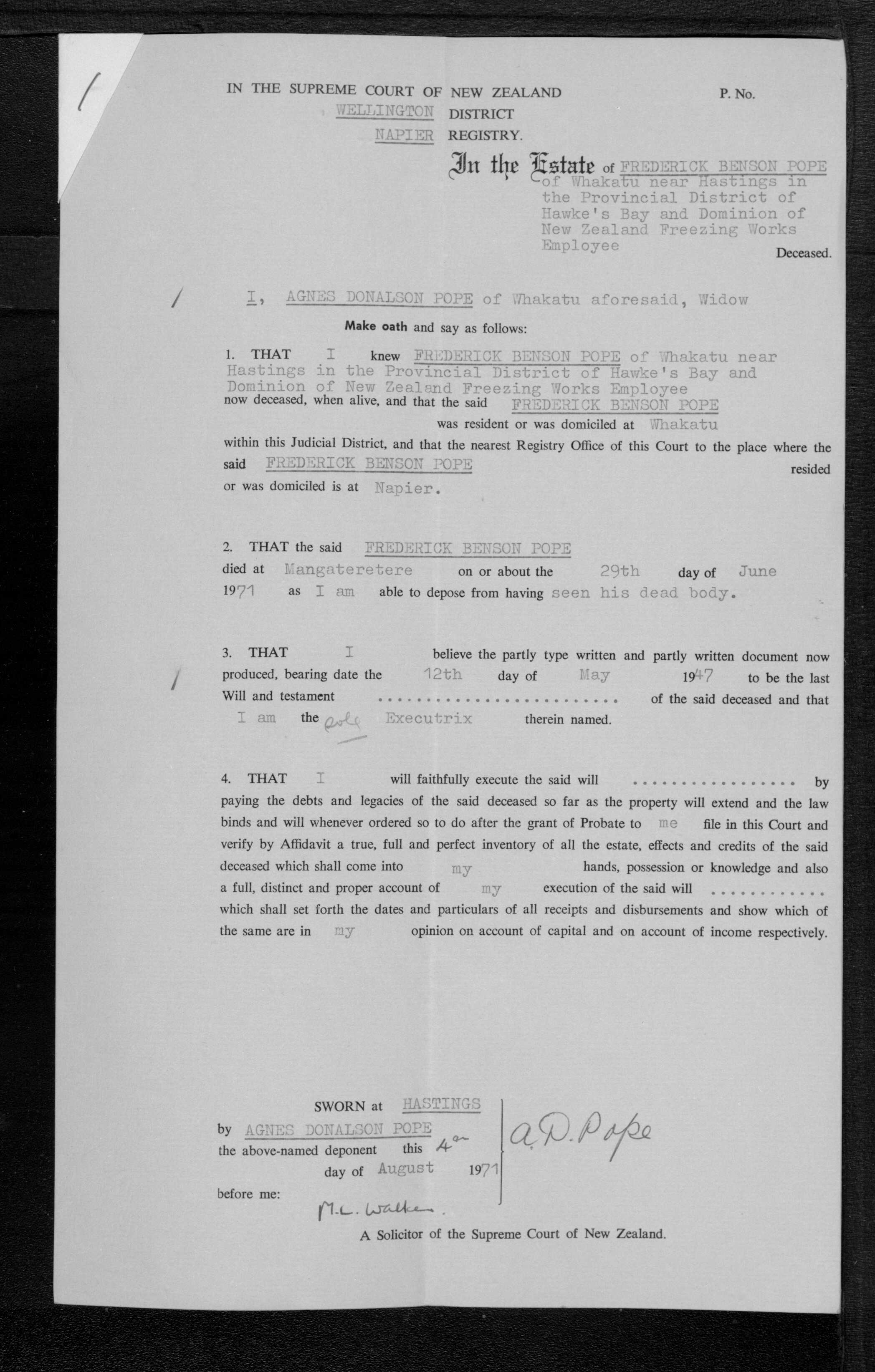 Frederick Benson Pope’s estate papers, image 5 of 8