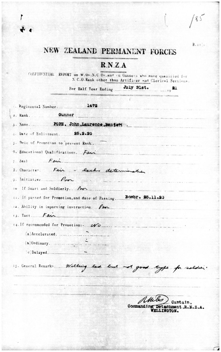 J. L. B. Pope main military file, image 26 of 50