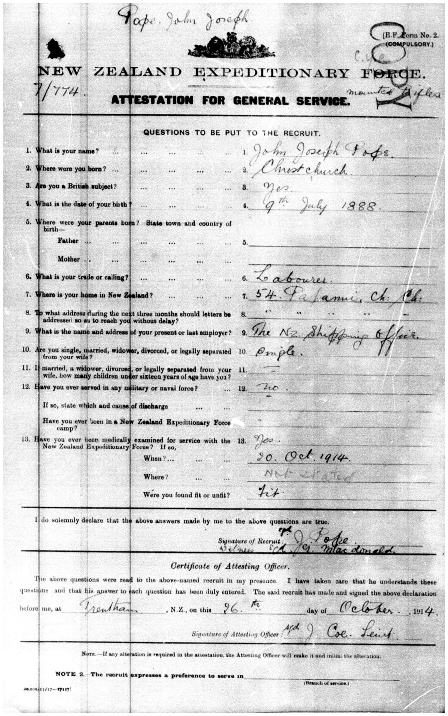 John Joseph Pope military file, image 16 of 25