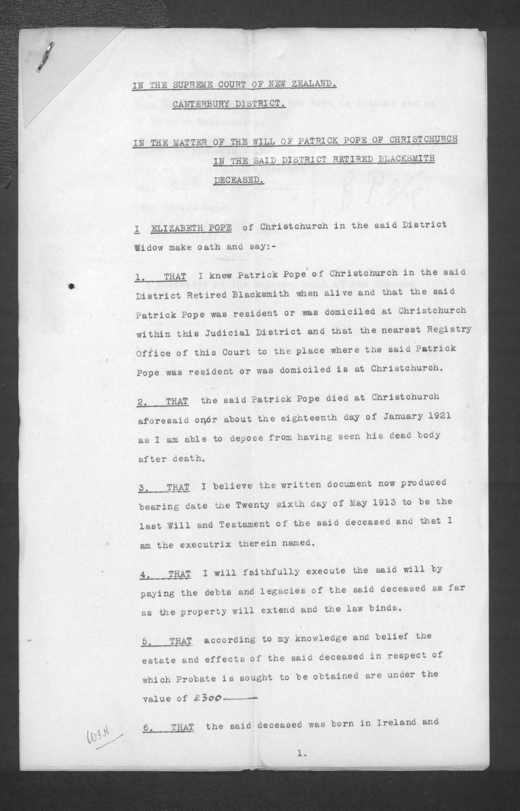 Patrick Pope’s will and estate papers, image 6 of 10