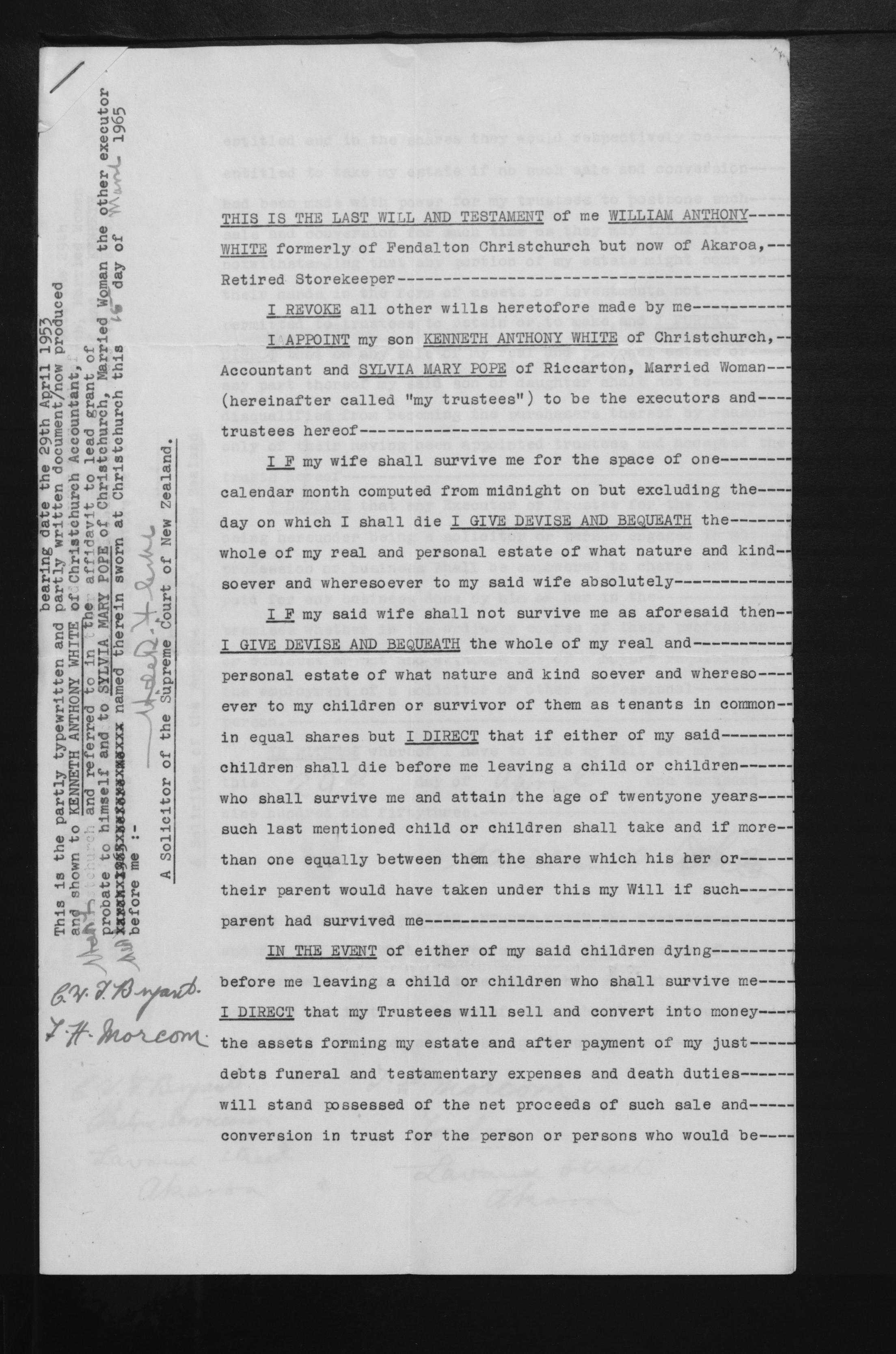 William Anthony White’s will and estate papers, image 2 of 11