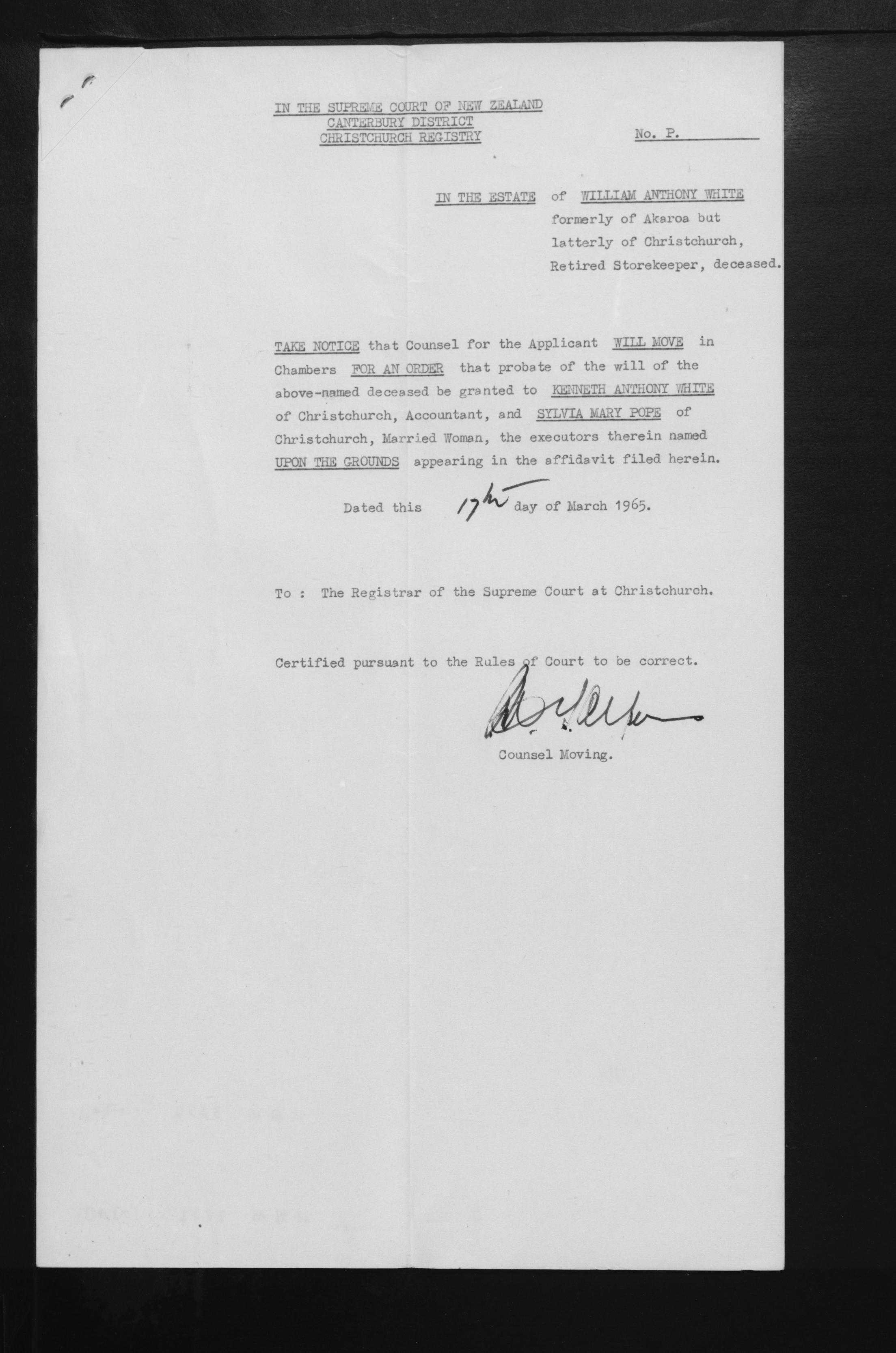 William Anthony White’s will and estate papers, image 5 of 11