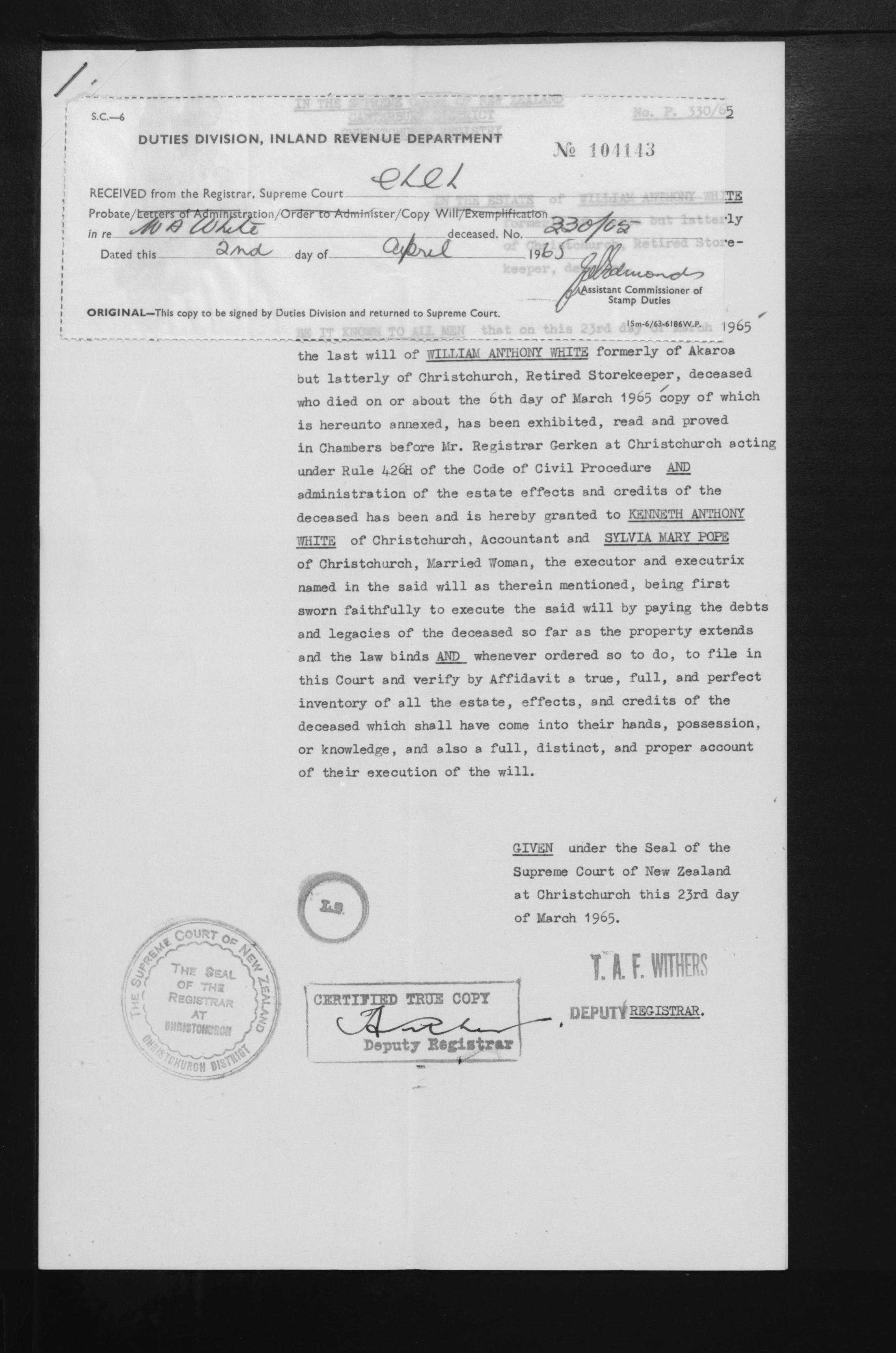 William Anthony White’s will and estate papers, image 11 of 11